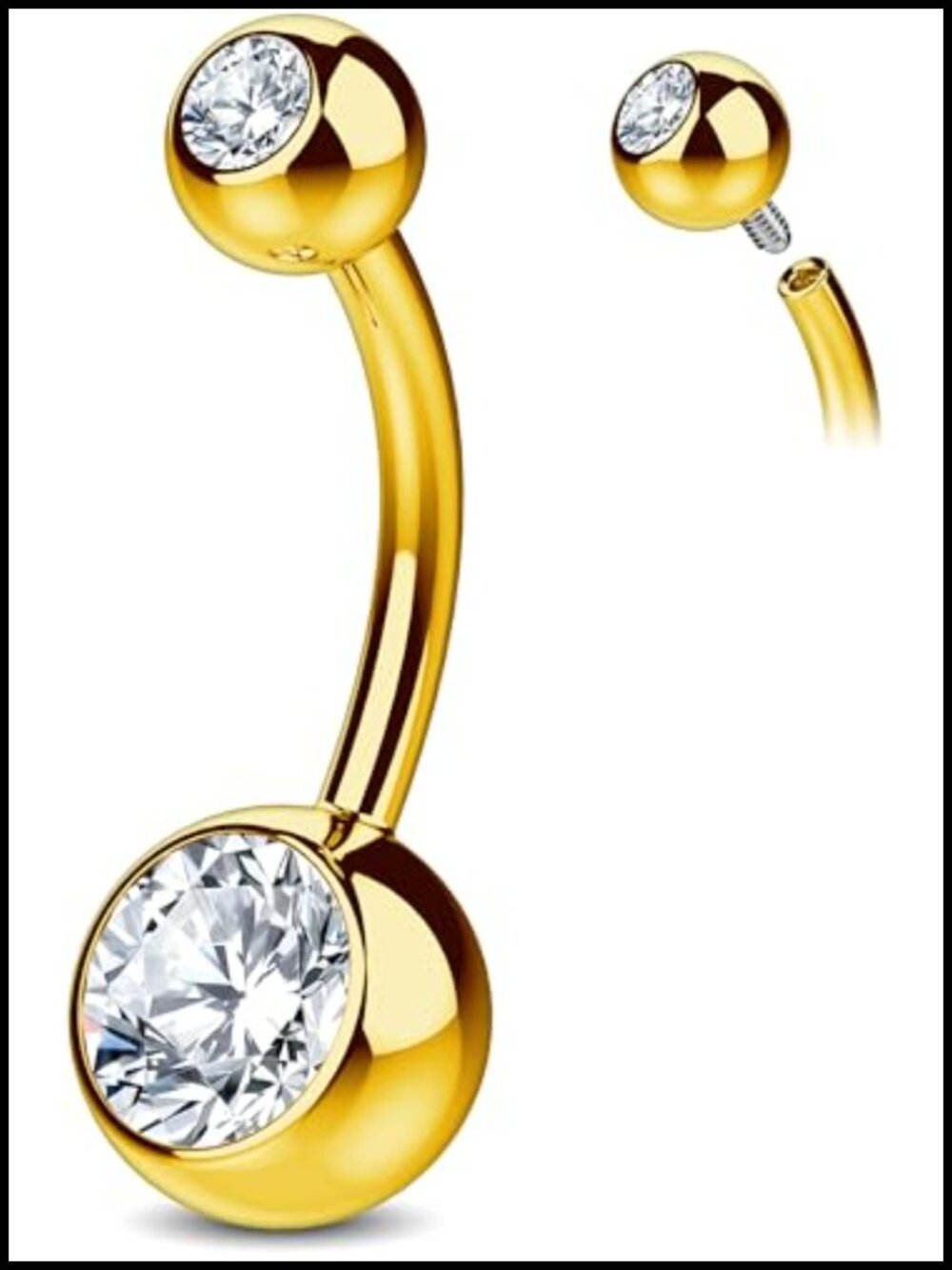 14g Implant Grade Titanium Belly Ring with AAAAA Cubic Zirconia